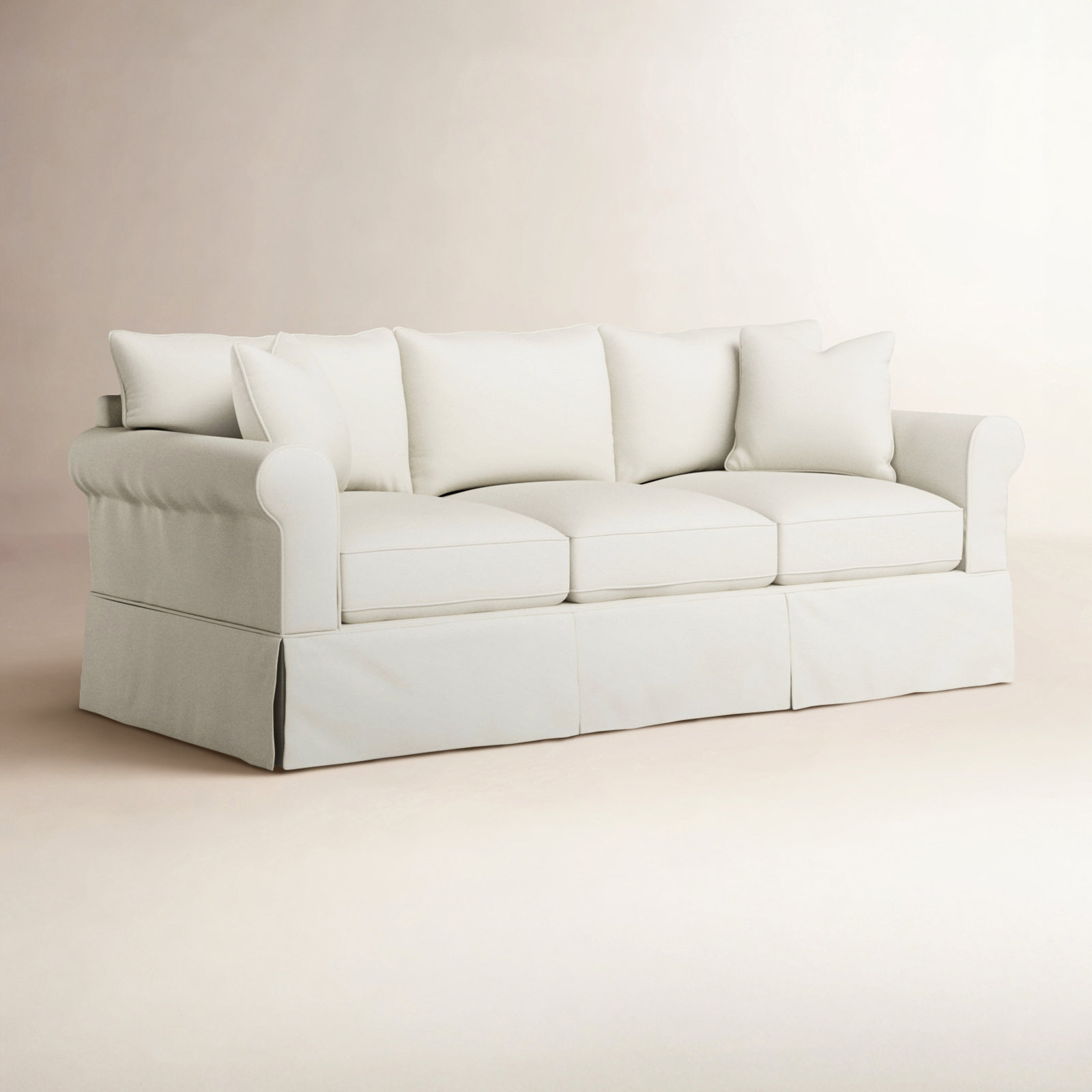Amari 89'' Slipcovered Sofa, Classic Bleach White