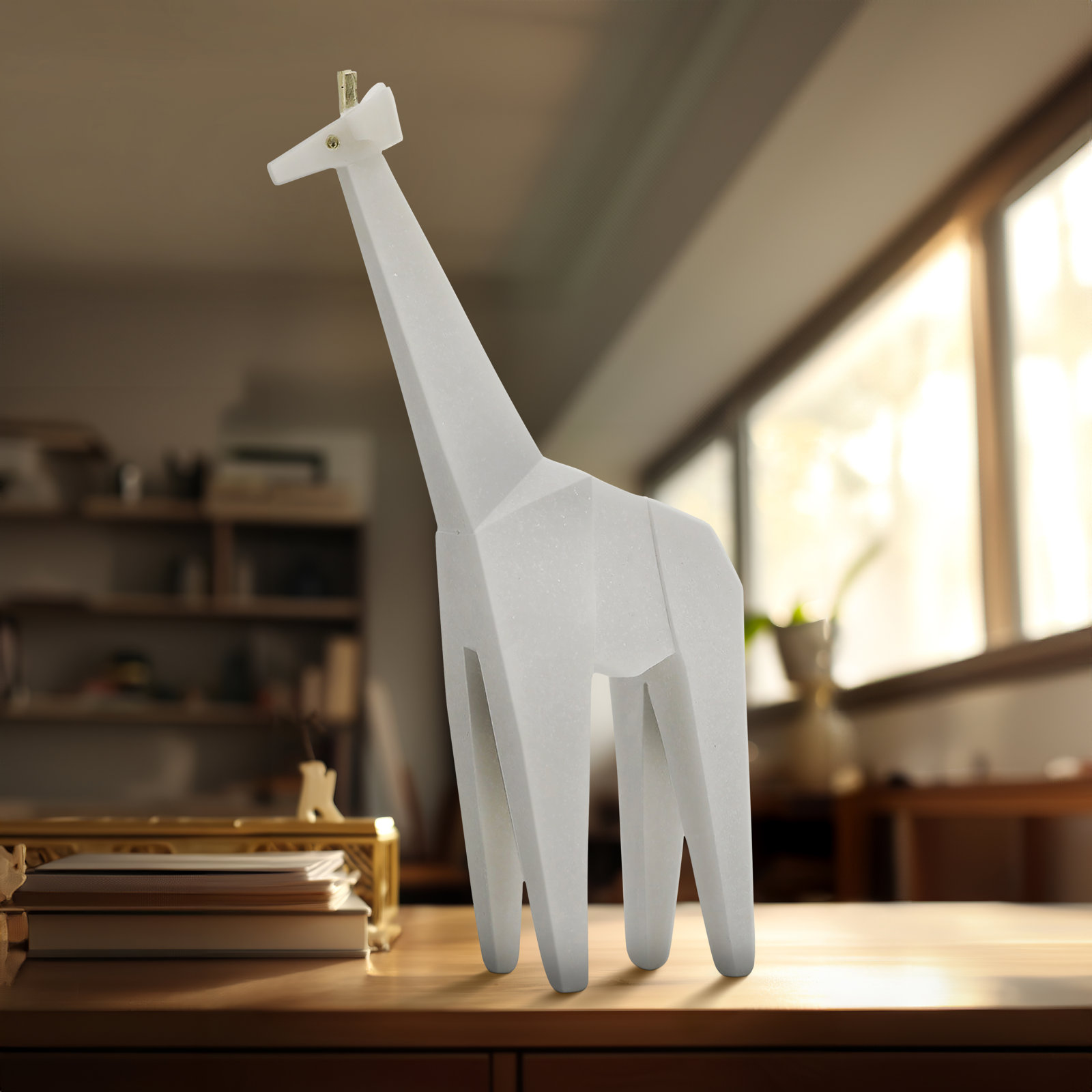 Glinda Elegant White Resin 16-Inch Giraffe Statuary Perfect Decorative Object To Inspire Home Elegance