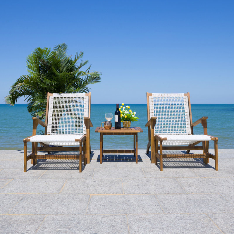Borup Acacia 2 - Person Patio Conversation Set, Natural/White