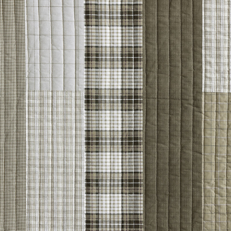 Eddie Bauer Fairview Cotton Reversible Quilt Set, Full/Queen Quilt + 2 Standard Shams, Beige
