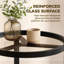 HOMCOM Round Side Table with Tempered Glass Top for Small Space Black