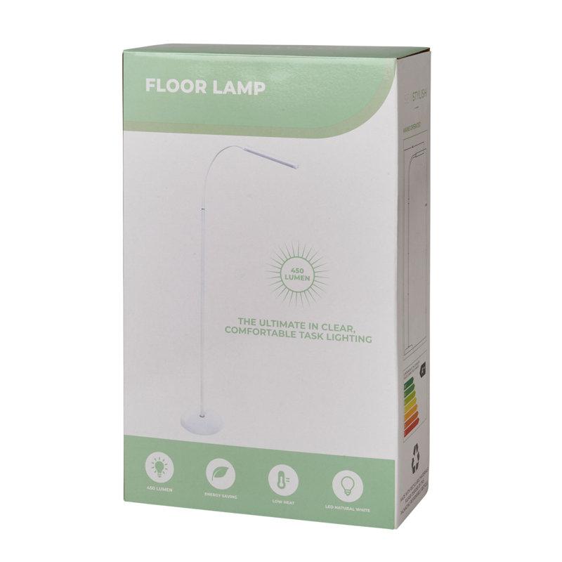Ettienne 125cm White LED Task Floor Lamp