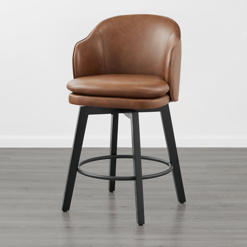 Tabouret de bar pivotant avec dossier, 1, Brun