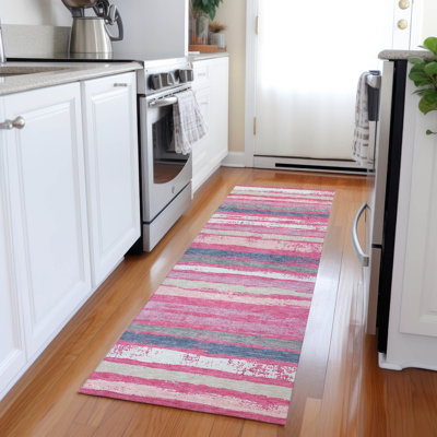 Machine Washable Indoor/Outdoor Chayden ACN1019 Pink Rug