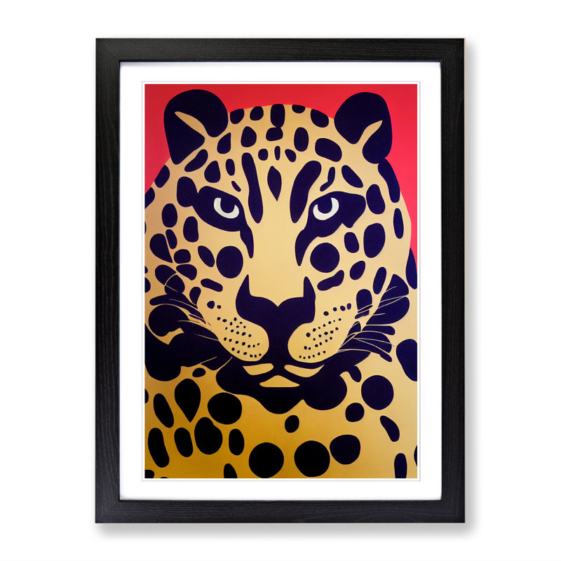 Leopard Contemporary Art - Picture Frame Print, 64cm H x 46cm W x 2cm D, Black