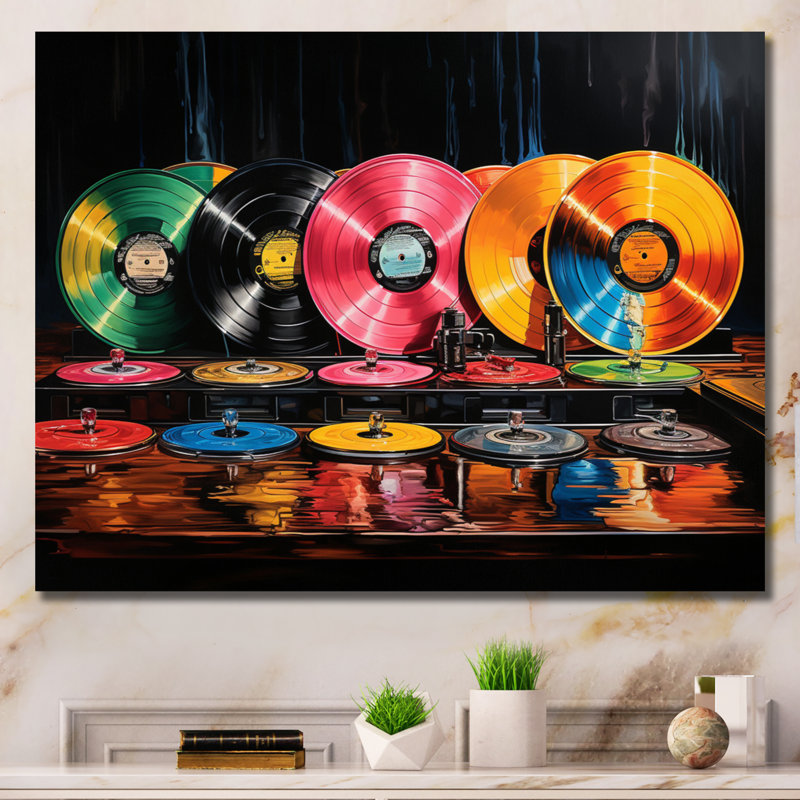 Colorful Colorful Serenade II - Disques vinyle, art mural, Toile tendue, H 16 po x l 32 po x P 1 po