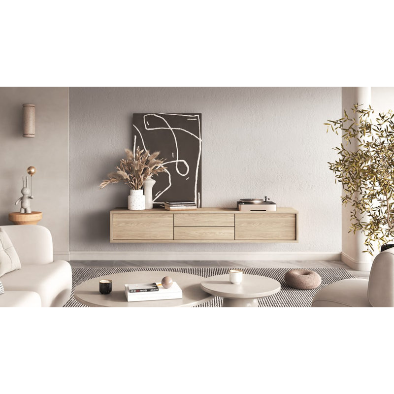 Shirel Unfinished TV Stand for TVs up to 70", Light Oak