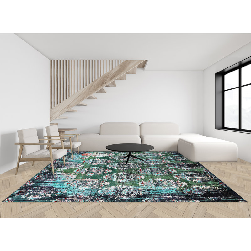 NEOV4547RDGDG Damask Area Rug, Rectangle 8' x 10'