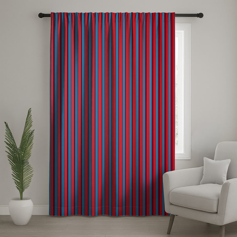 Rideaux à rayures verticales rouges, voilages et voilages à rayures - 1 panneau, Transparent, 50" x 80" - 1 Panel