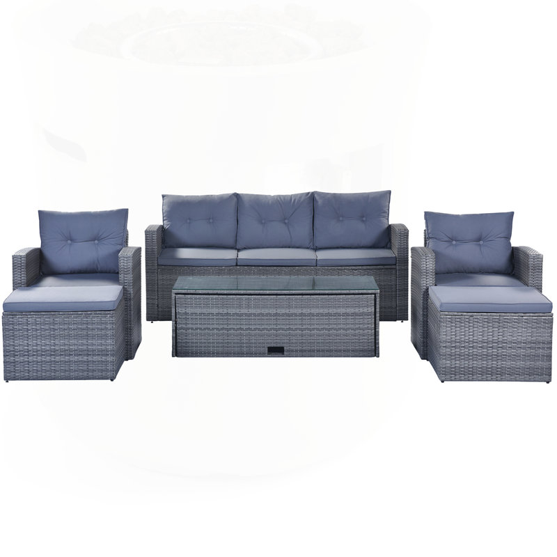 Outstanding All-Weather Wicker Patio Set with Versatile Seating and Removable Cushions, Light Gray/Dark Gray