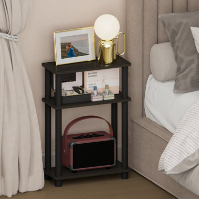 Table de chevet étroite, table de chevet rectangulaire à 3 niveaux avec étagère de rangement, table de chevet mince sans outil, table d'appoint, pour chambre, dressing, salon, espresso