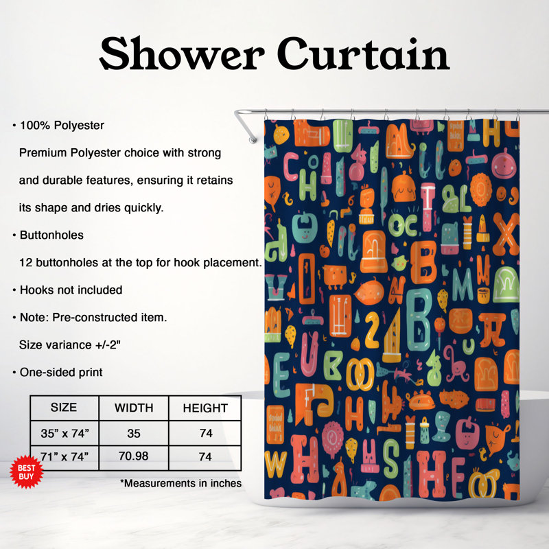 Code - Rideau de douche Premium, H 74 po x l 71 po