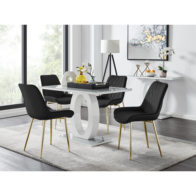 4 - Person Dining Set, Black/Gold