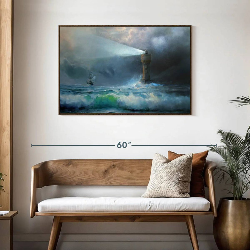 Ciel orageux, 43 po x 29 po, Cadre flottant noyer