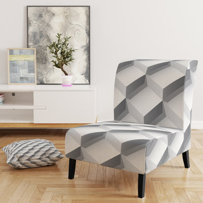 Motif abstrait blanc - Fauteuil de chambre rembourré scandinave