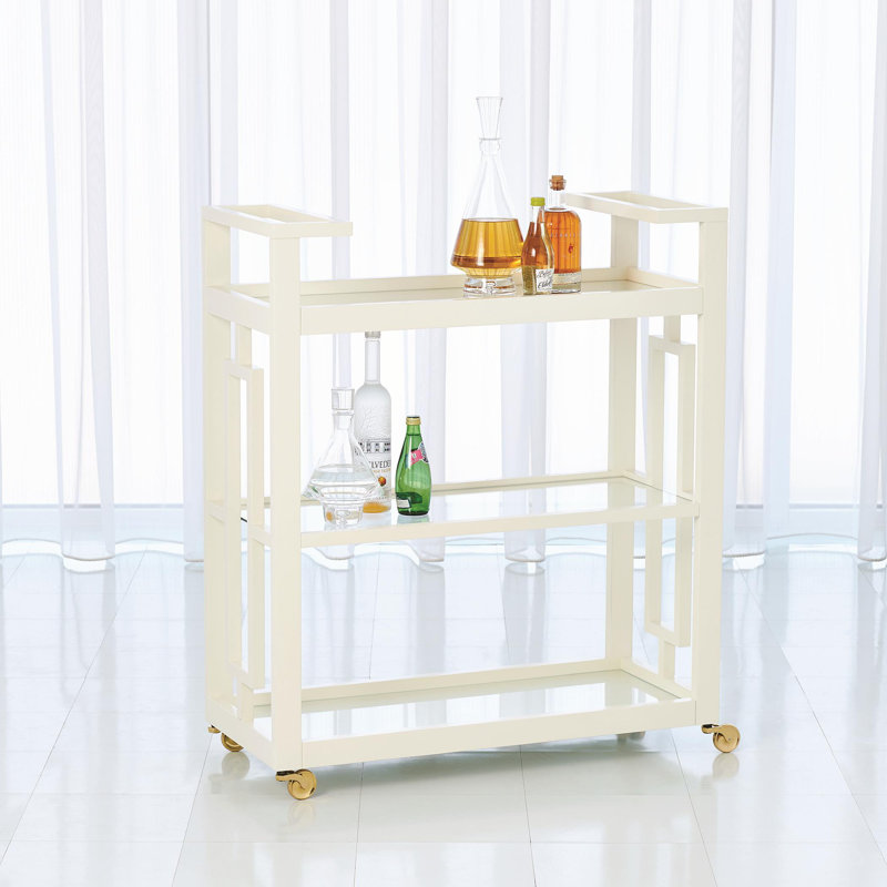 Grid Block Bar Cart, White