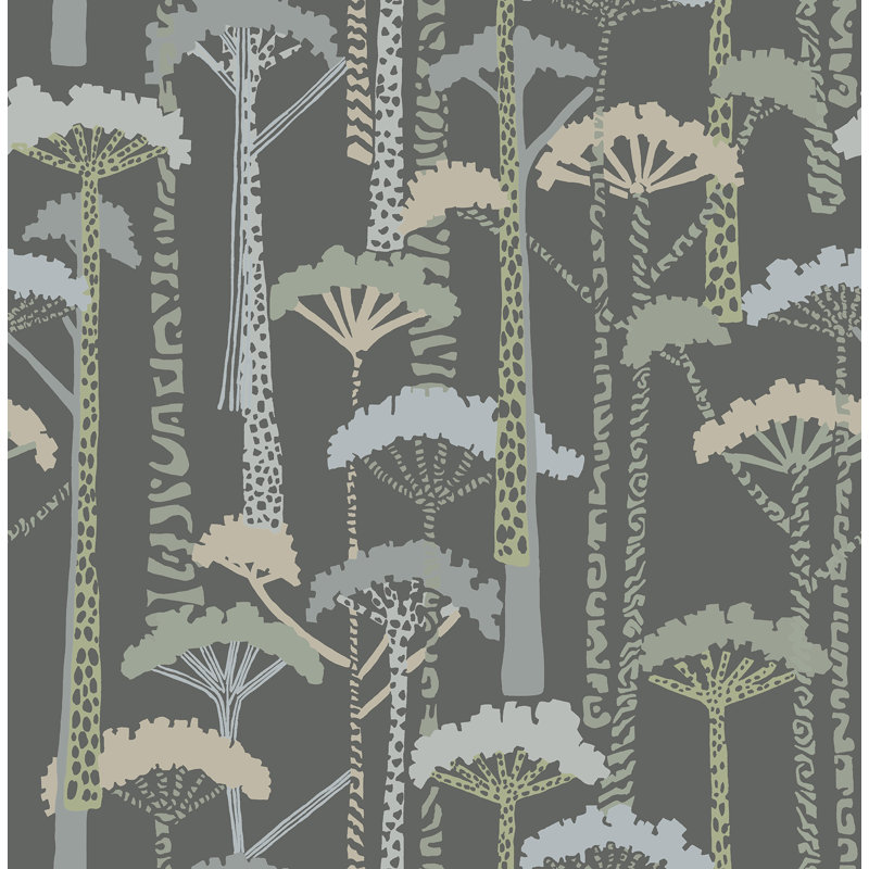 Papier peint forêt Unigo Indigo, Gris