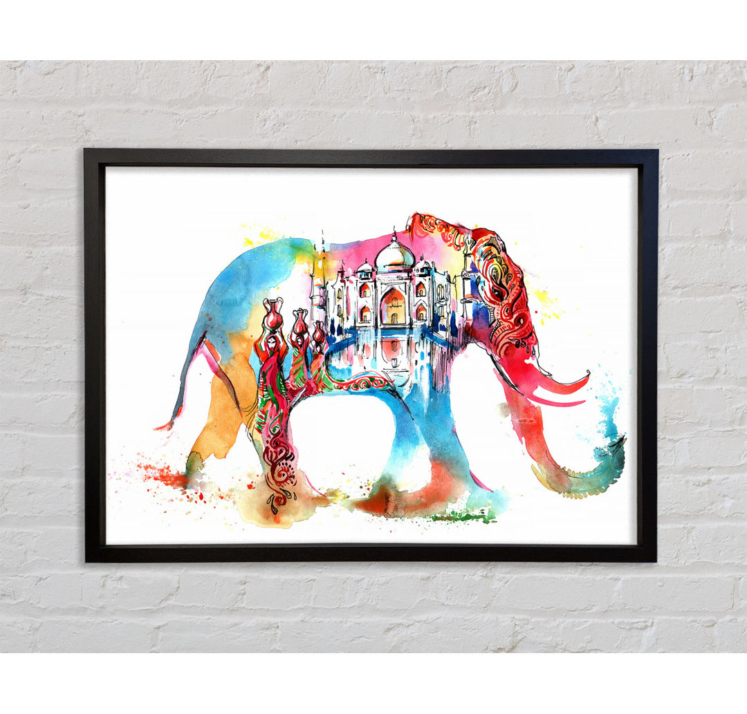 Rainbow Indian Elephant - Einzelner Bilderrahmen Kunstdrucke auf Leinwand