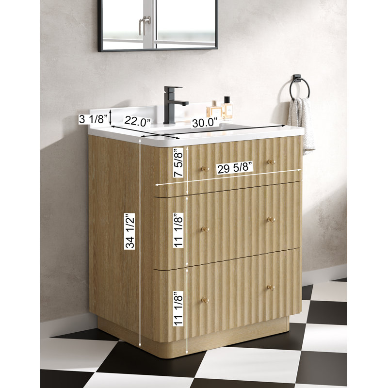 Ensemble de meuble-lavabo simple cannelé 30 po avec dosseret Maxbano, 30"