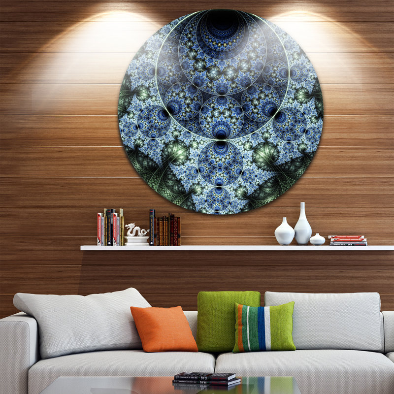 «Blue and Green Spiral Fractal Art», impression sur métal, H 23 po x l 23 po x P 1 po