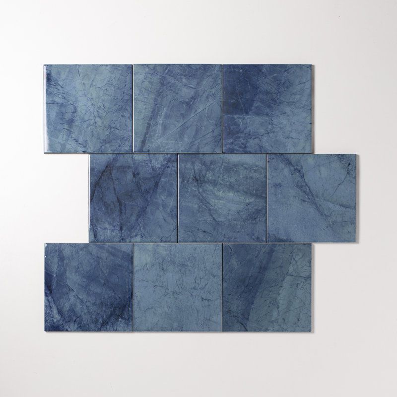 Seascape 6"x6" Shallows Gloss Glazed Porcelain Wall Tile, Shallows Gloss