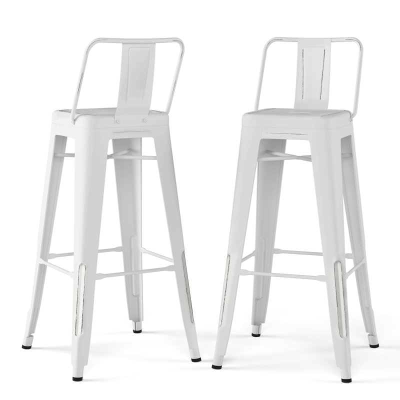 30" Metal Bar Stool (Set Of 2), White