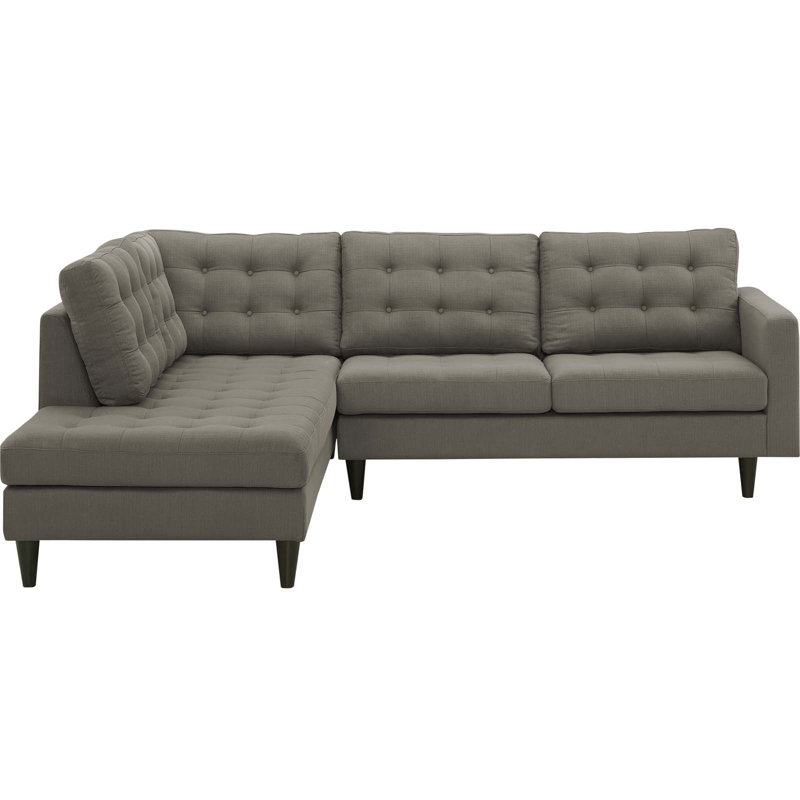 Modway Empress 2 Piece Upholstered Fabric Sectional, Granite, Left Hand Facing