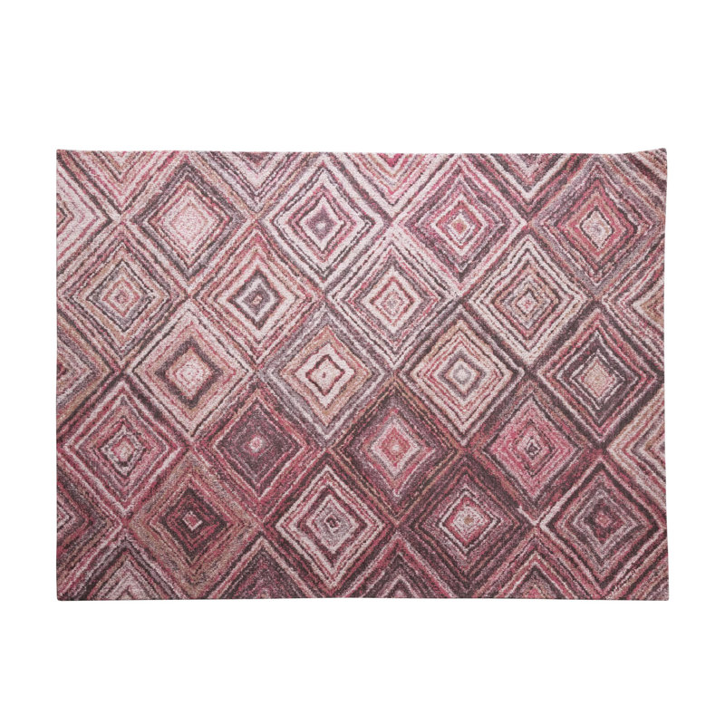 Tapis tissé à motif de losanges en mélange de coton