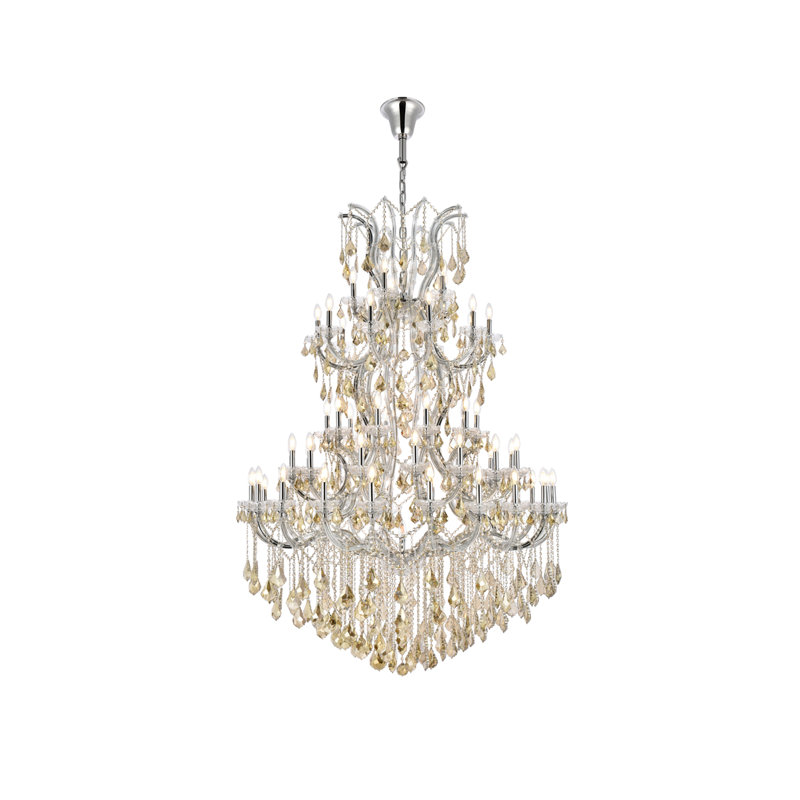 Stockard 61 - Light Glass Chandelier, Chrome / Golden Teak (Smoky) / Royal Cut
