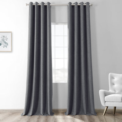Bosi Grommet Woolen Weave Curtains for Bedroom - Room Darkening Curtains for Large Window Single Panel