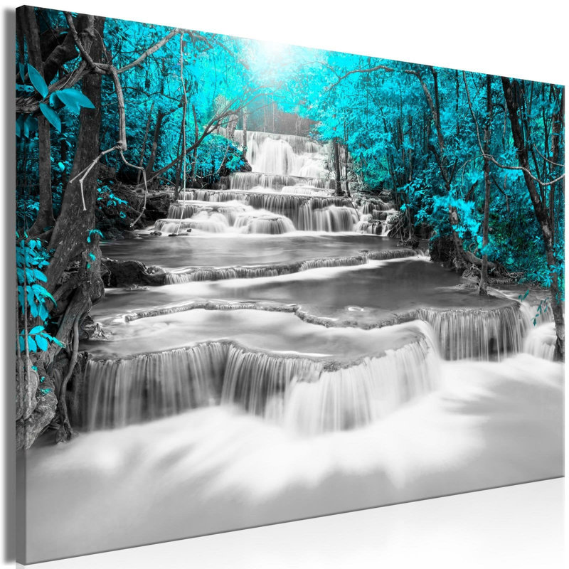 Cambourne, cascade de pensées larges, H 32 po x l 47 po x P 0,7 po, Turquoise