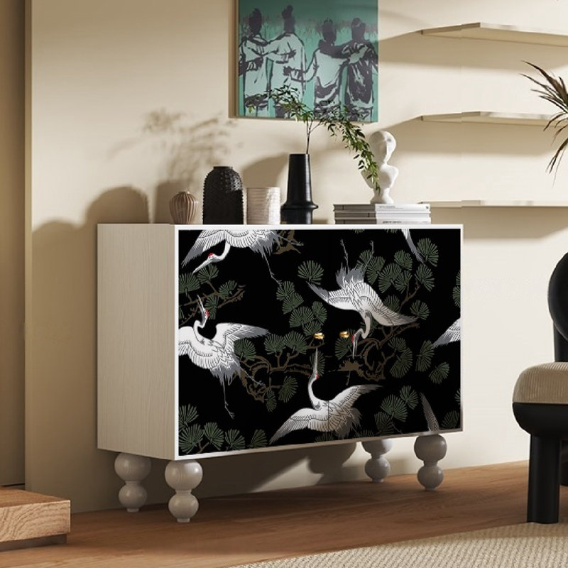 Armoire décorative à double porte et console de rangement, Blanc