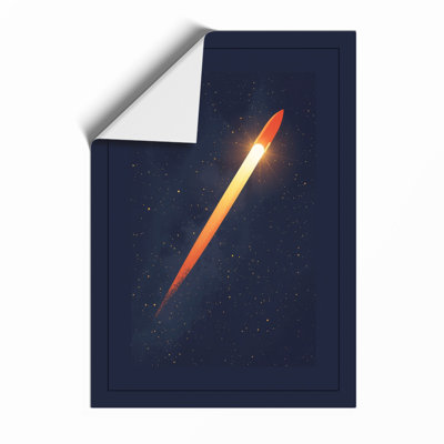 Rocket Through Stars Modern - Framed Print