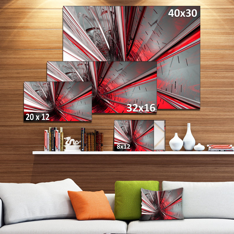 « Fractal 3D Deep into Middle » - Impression d'art graphique, H 8 po x l 12 po, Toile tendue, Sans cadre