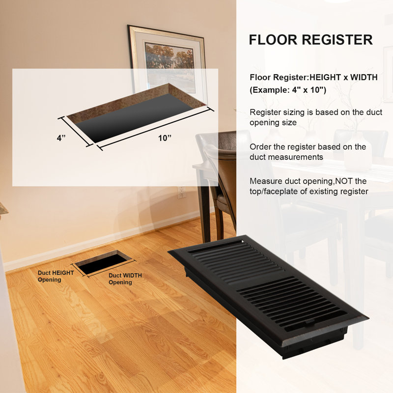 Oil Rubbed Bronze 4" x 10" Steel Floor Register with Trap Net