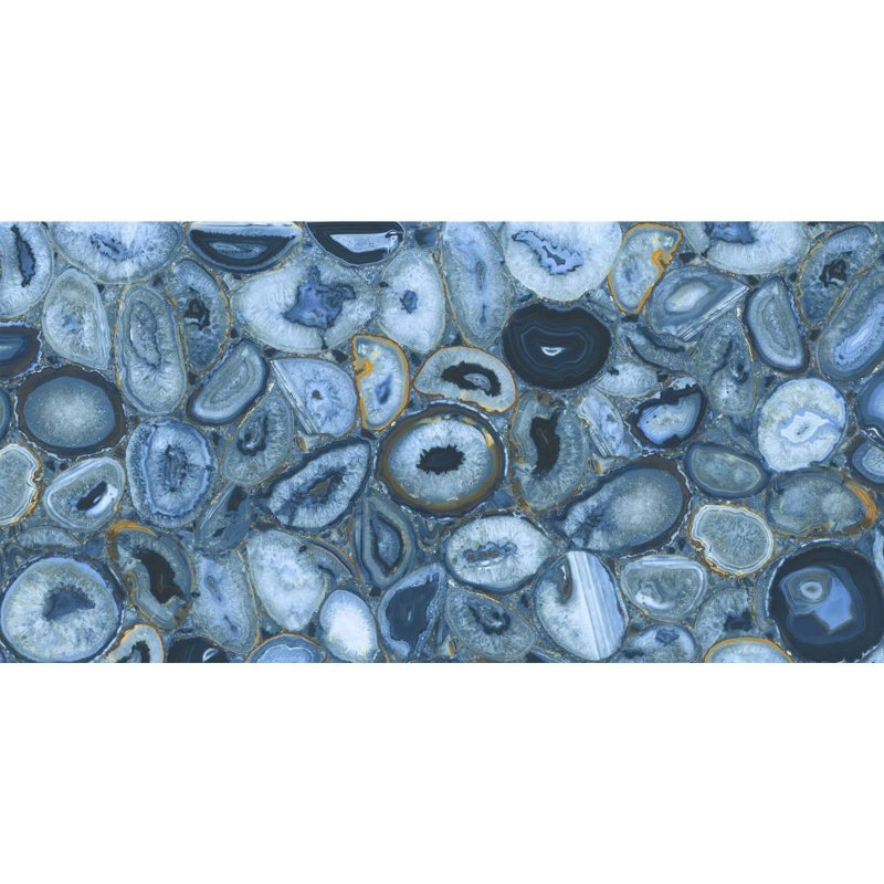Geode 24" x 48" Polished Porcelain Tile, Polished Blue