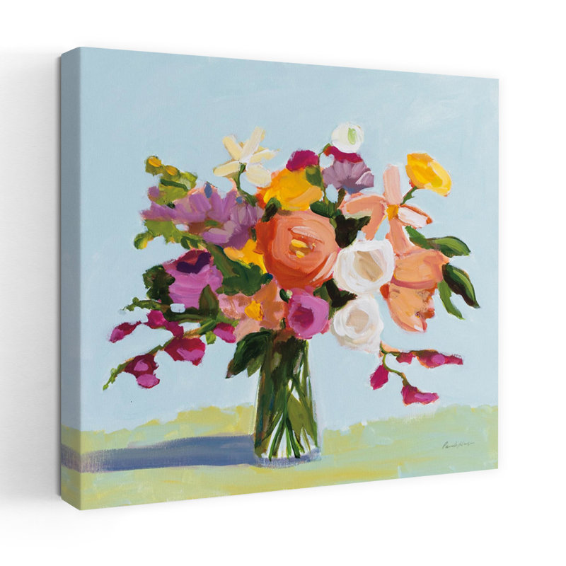Art contemporain avec des fleurs en fleurs, H 32 po x l 32 po
