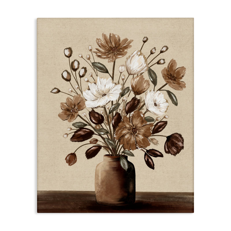 Toile dans un vase de couleur moka, design par Kristen Dalpiaz, H 48 po x l 36 po