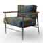 Fauteuil d'appoint rembourré géométrique bleu et doré Melody Of Boho II-921448746