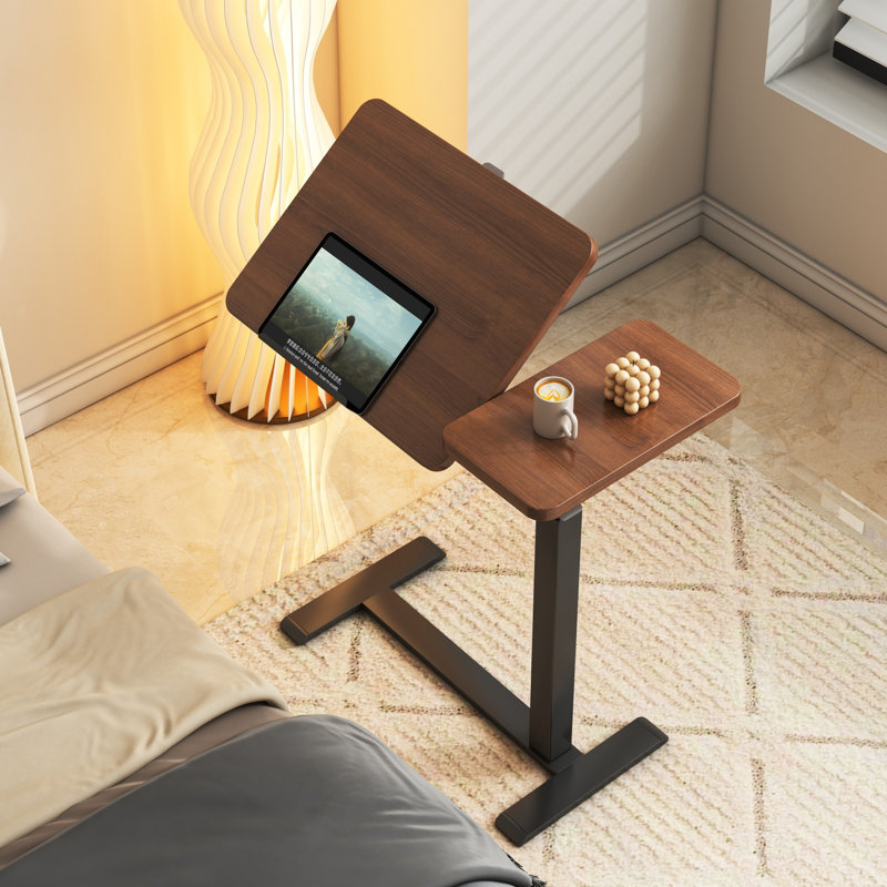 Bureau mobile réglable, poste de travail compact et moderne en bois et métal pour la maison