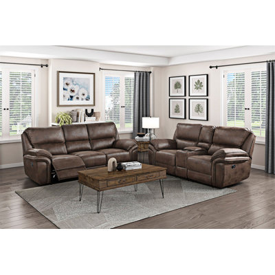 Plush   Sofa Set 2Pc Reclining Sofa And Loveseat  Microfiber Upholstery Solid Wood Frame Furniture