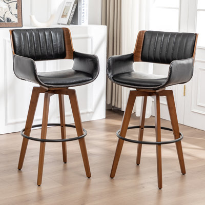Modern Faux Leather Upholstered Swivel Stools