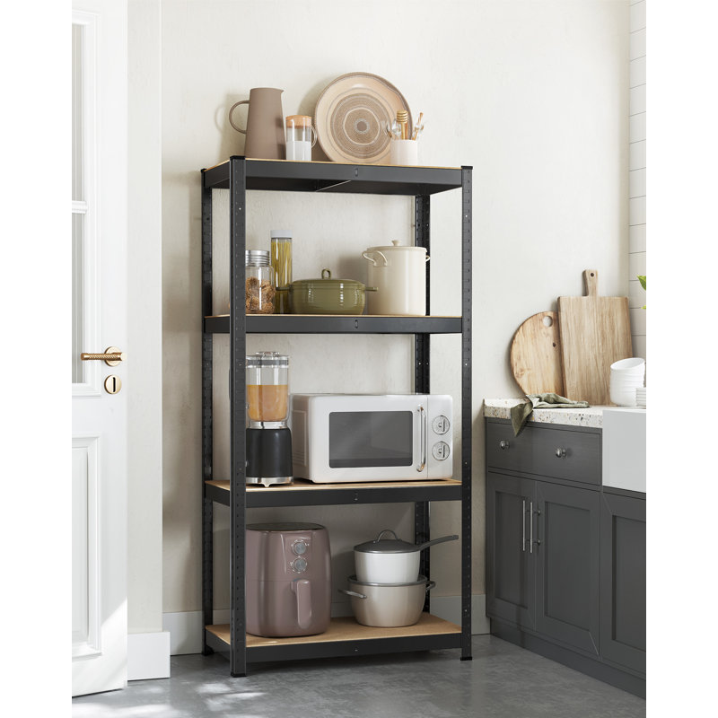 80cm W Metal Height -Adjustable Storage Rack, Black