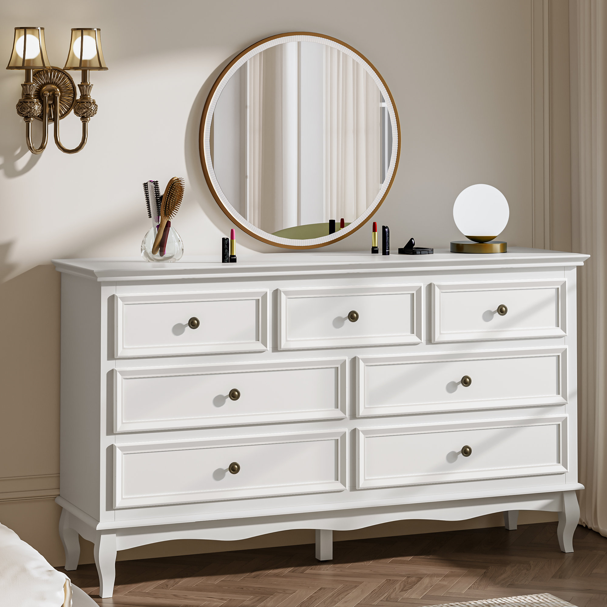 wayfair white dresser Alpine Furniture 7 Drawer friendly pine wood solids Grace 8 Drawer Modern White