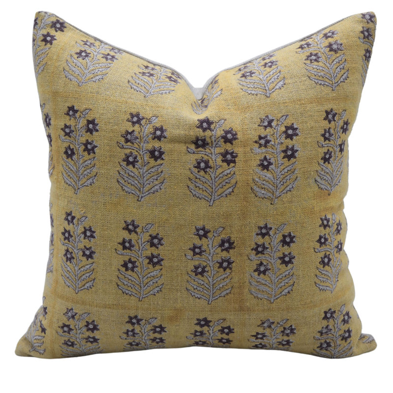 Housses de coussin en lin épais Fab Fabine, faites à la main (Indradhanush, rouille), Carré, H 20 po x l 20 po