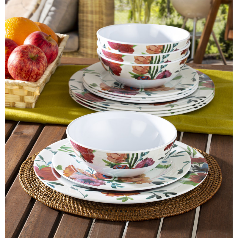 12pc Blossom Melamine Dinner Set