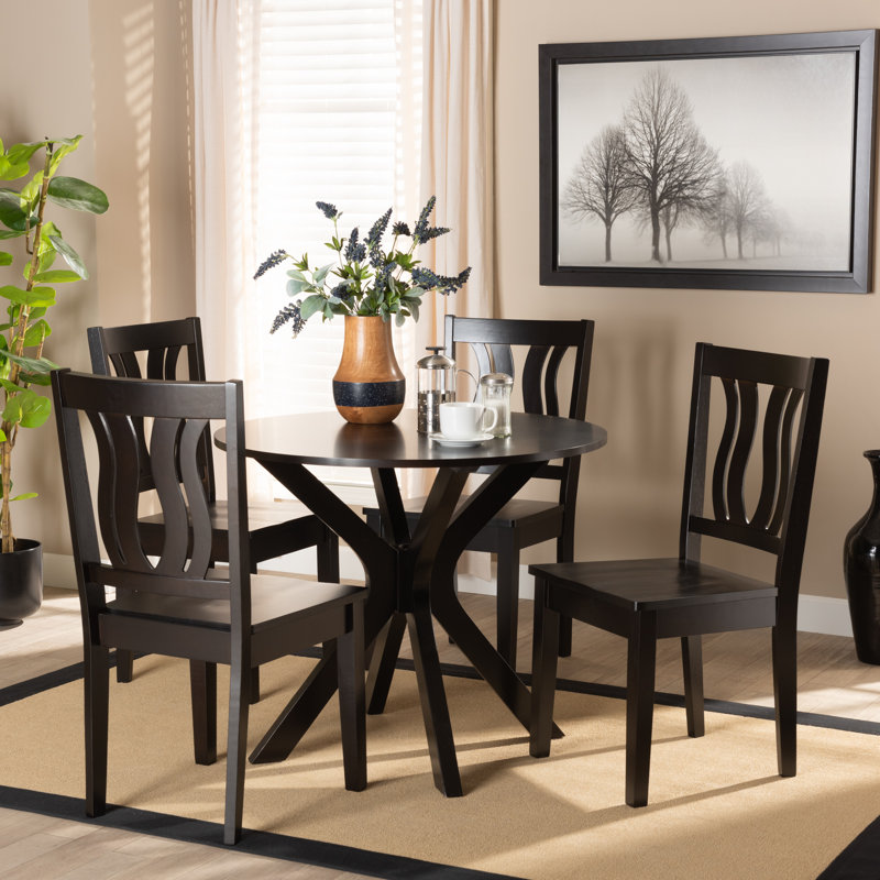Ensemble de salle à manger Erlendur Goodsell, Marron foncé, Marron foncé, H 29,9 po x L 35,4 po x l 35,4 po
