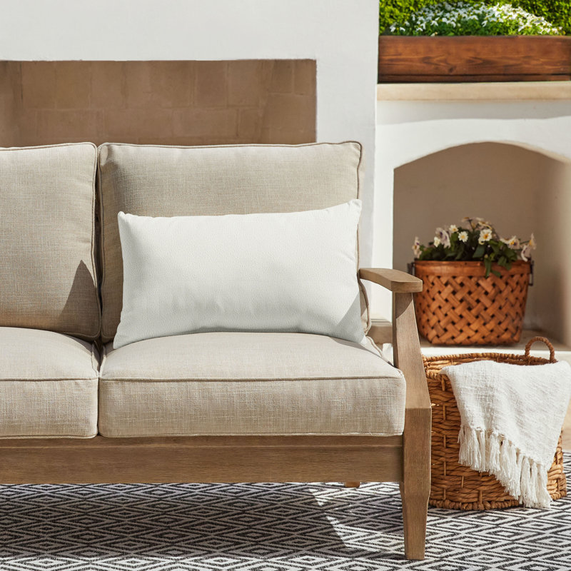  Housse et insert de coussin décoratif en polyester, H 16 po x l 26 po, Blanc