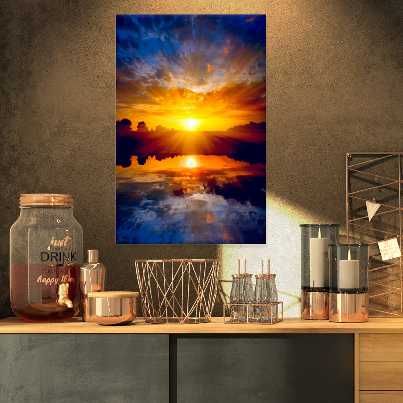 Reproduction de photo sur toile tendue, jaune vif sur lake, H 32 po x l 16 po x P 1 po