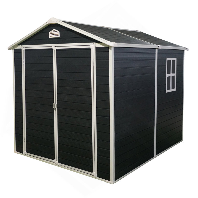 Polypropylene Plastic Storage Shed, Black, 75" H x 95.75" W x 82.75" D